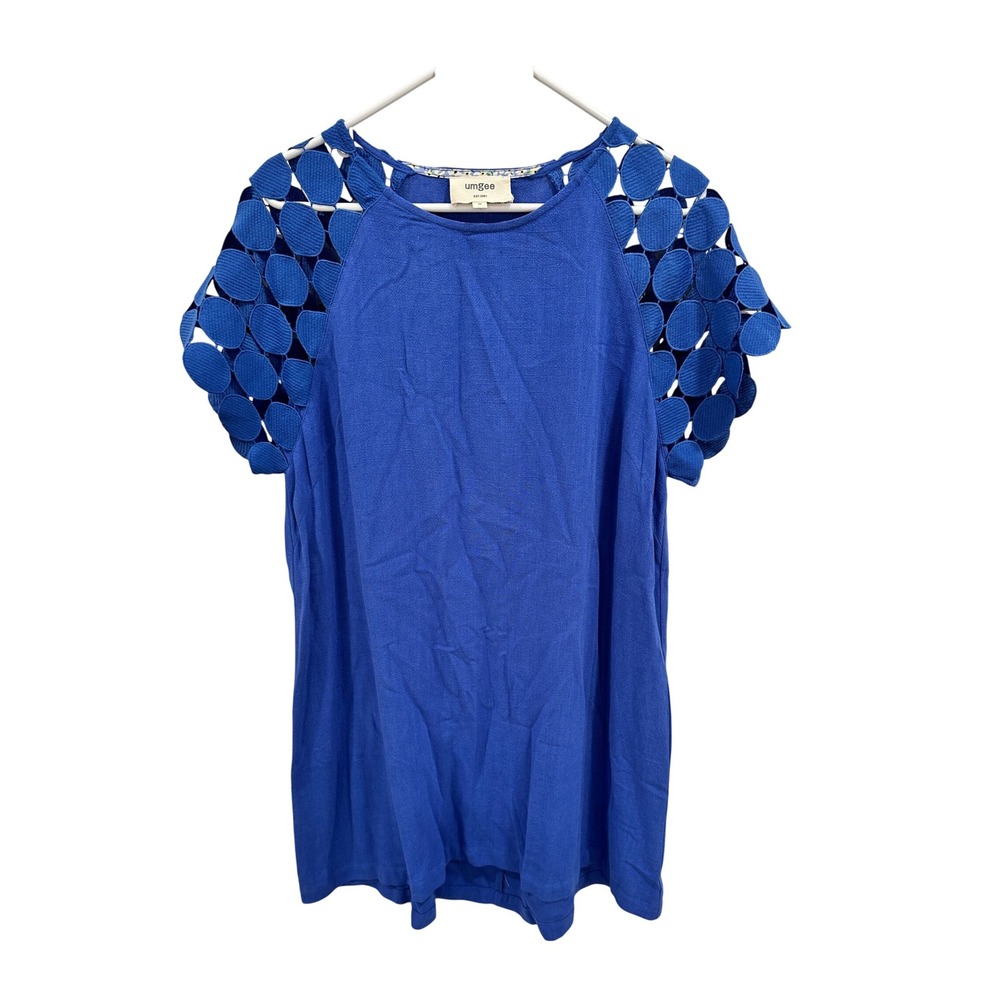 Umgee Royal Blue Cutout Sleeve Linen‎ Blend Dress Women's Medium